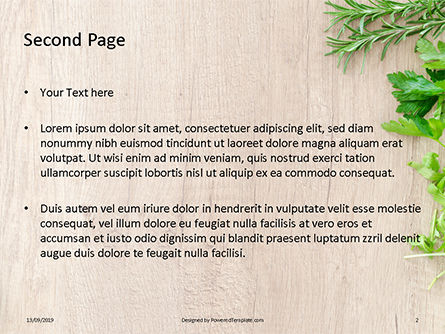 무료 파워포인트 템플릿 - fresh herbs on wooden cutting board, 슬라이드 2, 15963, Food & Beverage — PoweredTemplate.com