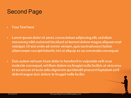 Modèle PowerPoint gratuit de silhouette d'un garçon avec une canne à pêche en mer, Diapositive 2, 15969, Mensen — PoweredTemplate.com