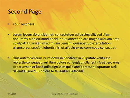 Modello PowerPoint - Sfondo colorato di piume di uccello pappagallo, Slide 2, 15970, Astratto/Texture — PoweredTemplate.com