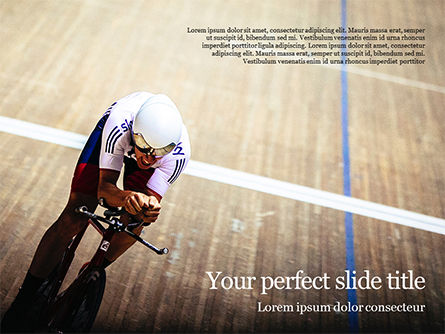 Racing Cyclist on a Cycle Track Presentation, PowerPoint Template, 15971, Sports — PoweredTemplate.com