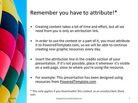 Modèle PowerPoint de montgolfière colorée dans le ciel bleu, Diapositive 3, 15973, Art & Entertainment — PoweredTemplate.com