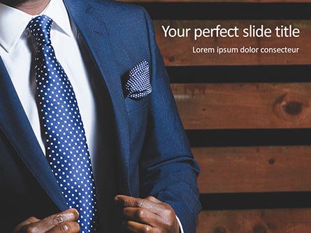 Businessman in Suit Against Wooden Wall Presentation, PowerPoint Template, 15977, Business — PoweredTemplate.com
