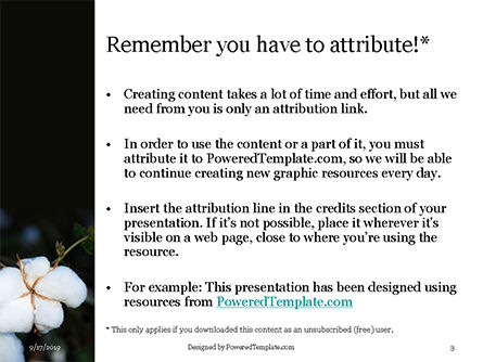 Plantilla de PowerPoint gratis - primer plano de planta de algodón maduro, Diapositiva 3, 15983, Agricultura — PoweredTemplate.com