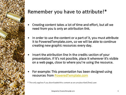 Modelo do PowerPoint - revólver na areia com cartuchos espalhados, Deslizar 3, 15991, Legal — PoweredTemplate.com