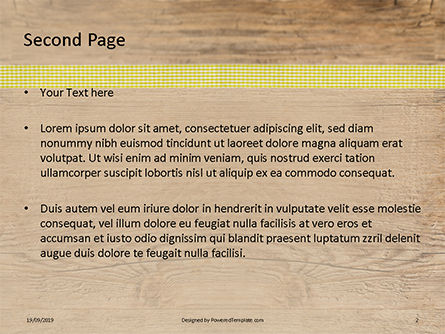 Modelo do PowerPoint - faca e garfo com fita de presente na superfície de madeira, Deslizar 2, 15993, Carreiras/Indústria — PoweredTemplate.com