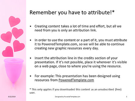 Plantilla de PowerPoint - copa menstrual con corazones sobre fondo rosa, Diapositiva 3, 16009, Médico — PoweredTemplate.com