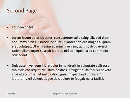 Modelo do PowerPoint - mulher aplicar loção nas mãos, Deslizar 2, 16010, Médico — PoweredTemplate.com