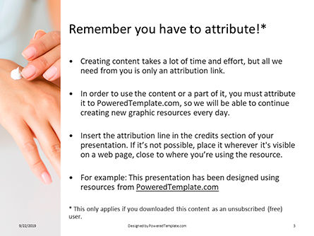 Modèle PowerPoint de femme appliquer lotion sur mains, Diapositive 3, 16010, Médical — PoweredTemplate.com