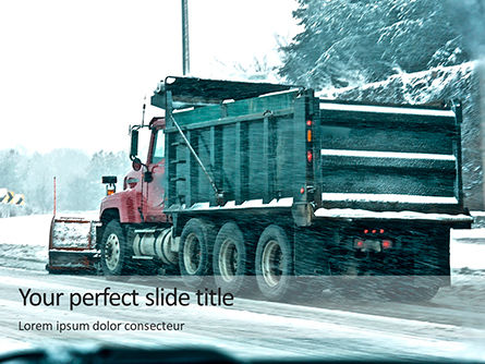 Snowplow Removing Snow Presentation, Free PowerPoint Template, 16022, Cars and Transportation — PoweredTemplate.com
