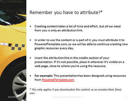 Plantilla de PowerPoint - taxi amarillo, Diapositiva 3, 16026, Coches y transporte — PoweredTemplate.com