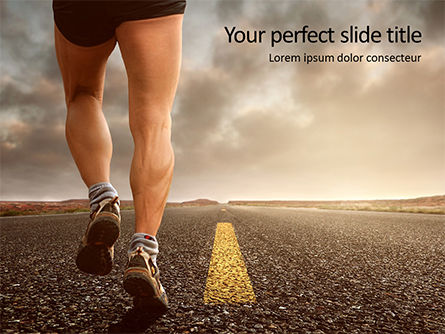 Low Angle View of Man Running on Asphalt Road Presentation, 16029, Sports — PoweredTemplate.com