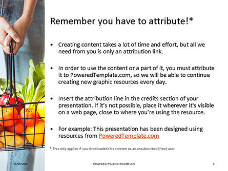 Templat PowerPoint Wanita Memegang Keranjang Belanja Penuh Buah-buahan Dan Sayuran, Slide 3, 16034, Food & Beverage — PoweredTemplate.com