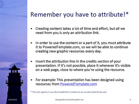 紫色的天空的灯塔剪影PowerPoint模板, 幻灯片 3, 16037, 自然与环境 — PoweredTemplate.com