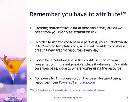 Modèle PowerPoint de verre à martini contre paysage urbain floue, Diapositive 3, 16040, Food & Beverage — PoweredTemplate.com