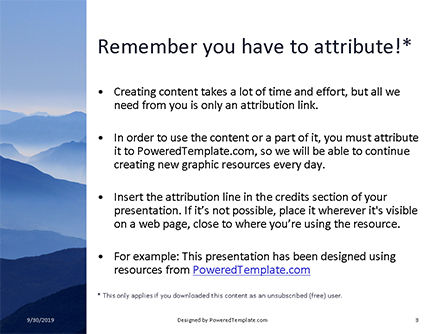 Modelo do PowerPoint - picos de montanha na névoa azul da manhã, Deslizar 3, 16043, Natureza e Ambiente — PoweredTemplate.com
