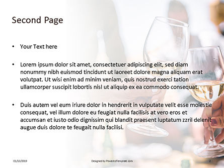 Modello PowerPoint Gratis - Bicchieri tintinnanti con vino bianco e tostatura, Slide 2, 16044, Food & Beverage — PoweredTemplate.com