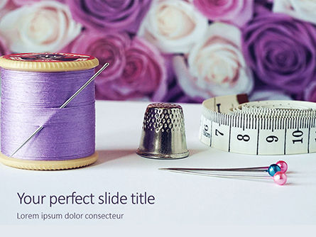 Flowers and Sewing Tools Presentation, PowerPoint Template, 16048, Careers/Industry — PoweredTemplate.com
