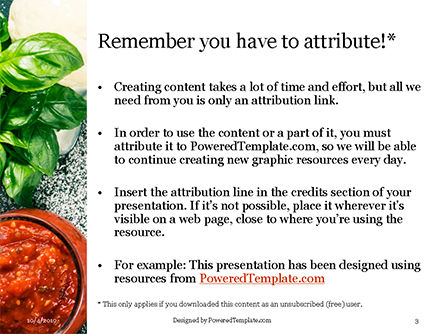 Modèle PowerPoint de pizza-sign avec farine sauce tomate ail et mozzarella, Diapositive 3, 16058, Food & Beverage — PoweredTemplate.com
