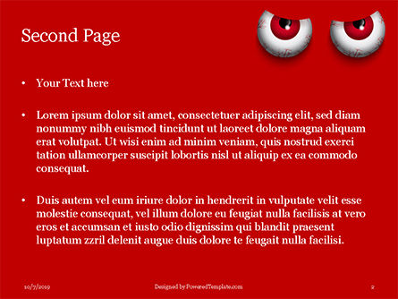 Cartoon Evil Red Eyes on Red Background Presentation, Slide 2, 16061, General — PoweredTemplate.com