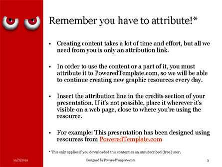 Cartoon Evil Red Eyes on Red Background Presentation, Slide 3, 16061, General — PoweredTemplate.com