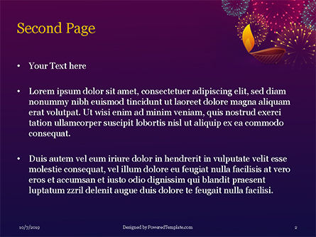Templat PowerPoint Tradisional Diya Dengan Latar Belakang Kembang Api Diwali, Slide 2, 16063, Liburan/Momen Spesial — PoweredTemplate.com