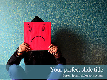 A Man Covering Face with Paper with Sad Face Drawn on It Presentation, Free PowerPoint Template, 16066, People — PoweredTemplate.com