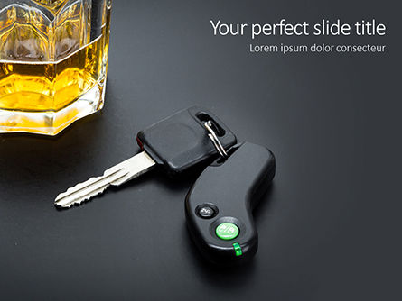 Car Key on the Bar with Alcohol in Glass Presentation, PowerPoint Template, 16068, Legal — PoweredTemplate.com