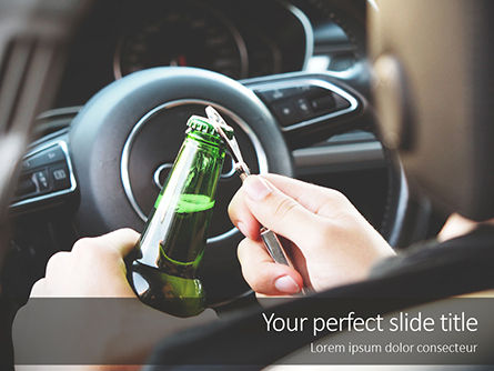 A Driver Holding Alcoholic Bottle Presentation, Free PowerPoint Template, 16069, Legal — PoweredTemplate.com