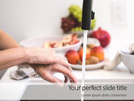 A Person Washing Hands Presentation, Free PowerPoint Template, 16073, Medical — PoweredTemplate.com