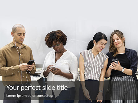 Group of Diverse People using Smartphones Presentation, Free PowerPoint Template, 16081, People — PoweredTemplate.com