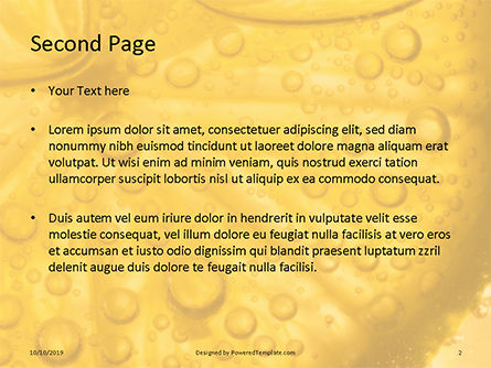 Slice of Orange in Water with Bubbles Presentation, Slide 2, 16084, Food & Beverage — PoweredTemplate.com