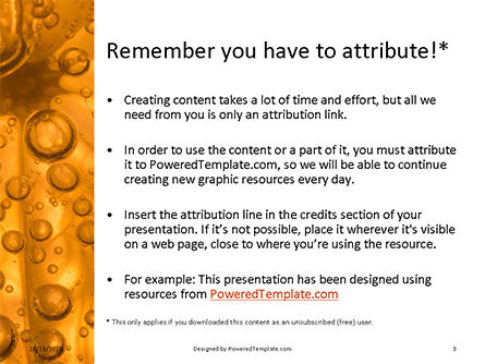 Slice of Orange in Water with Bubbles Presentation, Slide 3, 16084, Food & Beverage — PoweredTemplate.com