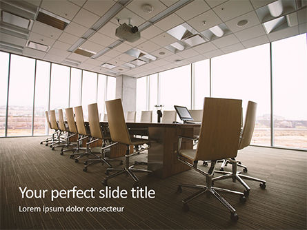 An Empty Meeting Room and Conference Table Presentation, PowerPoint Template, 16085, Business — PoweredTemplate.com
