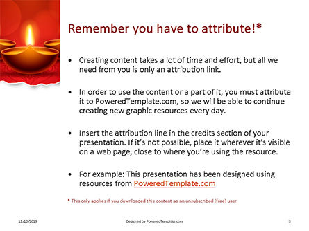 Plantilla de PowerPoint - elegante fondo feliz diwali, Diapositiva 3, 16086, Vacaciones/ Ocasiones especiales — PoweredTemplate.com