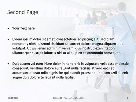 Modelo de PowerPoint Grátis - pouco transporte paciente em um corredor de hospital, Deslizar 2, 16095, Médico — PoweredTemplate.com