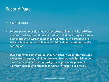 在海滩上的两个蓝色阿迪朗达克椅子PowerPoint模板, 幻灯片 2, 16104, 假日/特殊场合 — PoweredTemplate.com