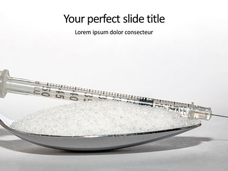 Spoon with Sugar and Syringe on White Background Presentation, Free PowerPoint Template, 16113, Medical — PoweredTemplate.com