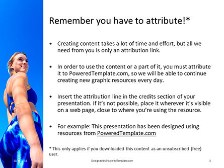 Plantilla de PowerPoint - vista de ángulo bajo de mujer en forma, Diapositiva 3, 16115, Pessoas — PoweredTemplate.com