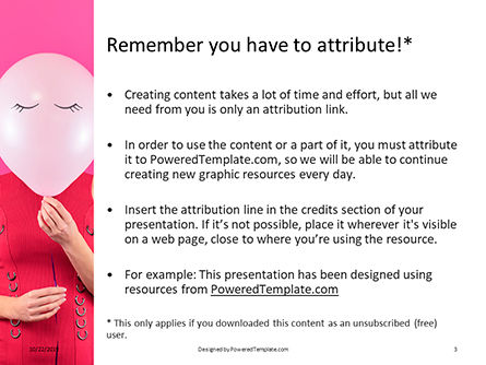Plantilla de PowerPoint gratis - mujer con globo rosa en lugar de su cara, Diapositiva 3, 16117, Vacaciones/ Ocasiones especiales — PoweredTemplate.com