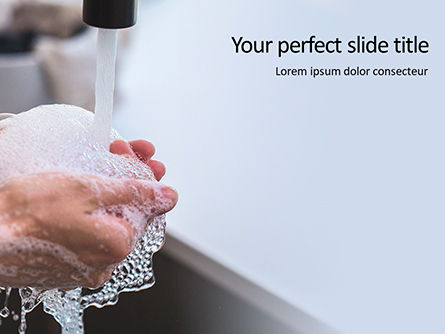 A Woman Washing Hands with Soap Presentation, PowerPoint Template, 16120, Medical — PoweredTemplate.com