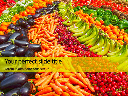Colorful Fruits And Vegetables Gratis Powerpoint Template, Gratis PowerPoint-sjabloon, 16128, Food & Beverage — PoweredTemplate.com