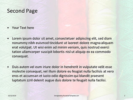 Colorful threads closeup免费PowerPoint模板, 幻灯片 2, 16130, 职业/行业 — PoweredTemplate.com