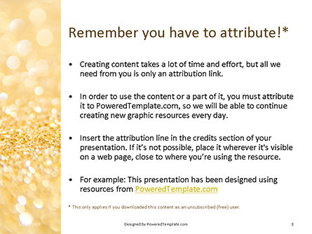 Golden Festive Christmas Background PowerPoint Template, Dia 3, 16138, Abstract/Textuur — PoweredTemplate.com