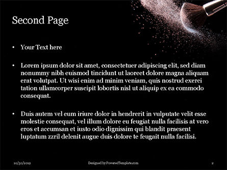 Two makeup brushes with powder on black background PowerPoint Vorlage, Folie 2, 16140, Karriere/Industrie — PoweredTemplate.com