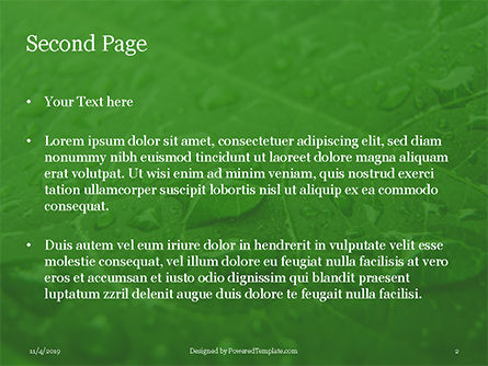 Green Leaf With Drops Of Water PowerPoint Template, Dia 2, 16145, Natuur & Milieu — PoweredTemplate.com