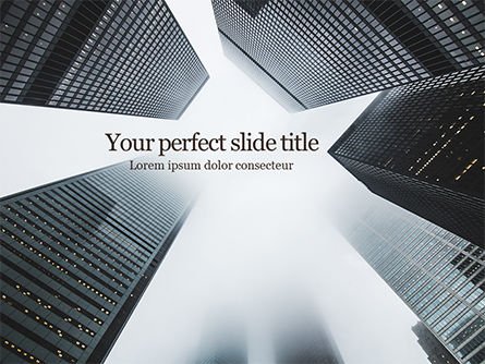 Low Angle View Of Skyscrapers PowerPoint Template, PowerPoint-sjabloon, 16146, Business Concepten — PoweredTemplate.com
