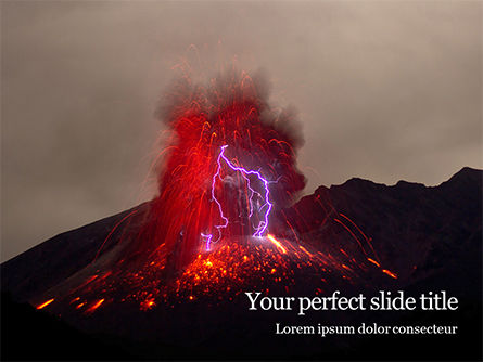 close up volcano eruption - PowerPointテンプレート, PowerPointテンプレート, 16161, 自然＆環境 — PoweredTemplate.com