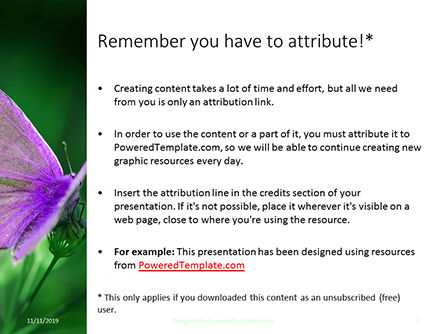 Plantilla de PowerPoint - purple butterfly on green plant, Diapositiva 3, 16164, Naturaleza y medio ambiente — PoweredTemplate.com