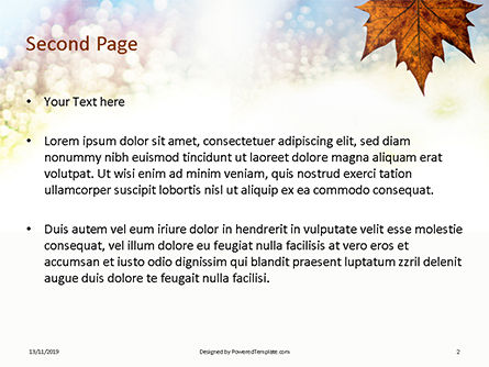 Maple Leaf On Festive Bokeh Background Gratis Powerpoint Template, Dia 2, 16175, Natuur & Milieu — PoweredTemplate.com