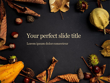 Dried Leaves and Yellow Fruits Presentation, Free PowerPoint Template, 16179, Holiday/Special Occasion — PoweredTemplate.com
